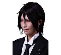 ydound 2022 Parrucche Cosplay Anime, Black Butler Sebastian Parrucche Cosplay con Tappo di Parrucca Gratuita (Colore:Nero) (Color : Black)