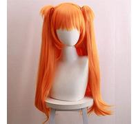 ydound 2022 Parrucche Cosplay Anime Eva Asuka Langley Soryu Parrucca Doppia Coda di Cavallo Parrucche for Feste Cosplay + Protezione for Parrucca