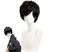 ydound 2022 Persona 5 Akira Kurusu Parrucca Cosplay 30 cm Breve Dritto Resistente al Calore Resistente ai Capelli Sintetici Anime Gioco Cos Parrucche Costume Parrucca Parrucca Nero Nero