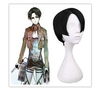 ydound 2022 RTUTURNO Levi for Attacco Parrucca su Titan Anime Parrucca Cosplay Comic- con Halloween Party Carnival Adult Teen (Brevi Capelli Neri)