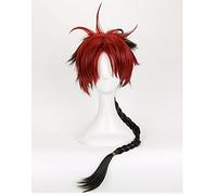 ydound 2022 Seraph of The End Crowley Eusford Lungo Rosso e Nero Braid Gradient Resistente al Calore Resistente al Calore Capelli Sintetici Halloween+ Tappo della Parrucca Libera