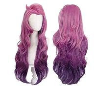 ydound 2022 Seraphine Cosplay Wig Kda Gioco LOL Costume Allentato Wave Viola Parrucche Purple Capelli Sintetici Resistenti al Calore for Halloween Party