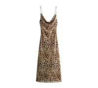 YDRABFLE Abito Leopard Print Vestito Lungo delle Donne Tulle Backless Slip Dress Donna Abiti da Vacanza Vintage Midi Party Dresses-Leopardo-M