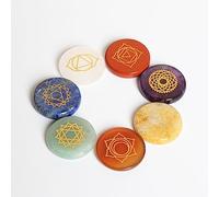 YdseozOA 7PCS Cristalli di Guarigione Naturale Pietre di Chakra Gemme di Guarigione Reiki Inciso Simbolo di Chakra Pietra di Chakra Meditazione Terapia di Cristallo Amici di Famiglia Regalo di Natale