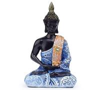 YdseozOA Buddha in Resina Tailandese Che medita la Pace l'armonia, la Statua la casa L'Ufficio la scrivania, l'India Il Buddismo Religioso la Scultura l'ornamento Artigianale (Blu)