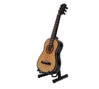 YDuupxe Chitarra in Miniatura in Legno, Modello Decorativo da 15 Cm con Supporto, Squisito Ornamento Musicale in Legno d'acero per la Casa, l'ufficio e l'esposizione della Casa delle Bambole