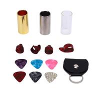 YDuupxe Set di Guide per Chitarra, Ottone Massiccio e Vetro Borosilicato con Plettri e Culle per Chitarra Banjo Ukulele con Custodia