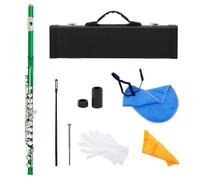 YDVGERTH Flauto traverso 16 Fori Aperti Chiusi Chiave C Flauto Strumento Musicale Flauto da Concerto Flauto traverso Professionale Placcato Argento con Chiave E(Green)