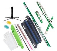 YDVGERTH Flauto traverso Lo Strumento per Flauto per Principianti con Foro Chiuso A 16 Chiavi C Viene Fornito con Un Kit Asta Porta Guanti(Green)