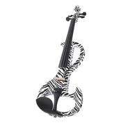YDVGERTH Violino Violino Elettronico 4/4 Forma Unica con Motivo in Bianco E Nero qualità del Suono Bella E Chiara Adatto per L'uso in Performance