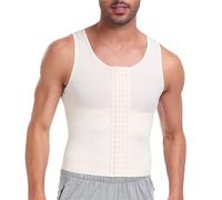 YDYAENIO Maglietta Compressione Uomo Canotta Modellante a 4 File con Ganci, for Il Controllo della Pancia, for allenare la Vita, da Uomo, Contenitiva, Cintura Addome Sottile(Beige,5XL)