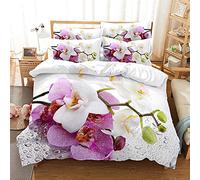 YDYRX Copripiumino Matrimoniale 240x260 cm Orchidea rosa bianca Copripiumone, includere 1 Copripiumini con Cerniera e 2 Federe 50x80 cm - Confortevole Microfibra