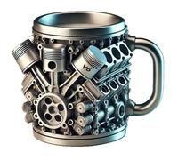YDZYFFS 300ML Mug Divertenti - Tazza In Acciaio Inossidabile Personalizzata Con Design Del Motore V8 E V6, 3D Tazze Colazione, Tazzas In Acciaio Inossidabile Con Motori V8 E V6(V6)