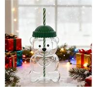 YDZYFFS 300ML Mug Divertenti - Tazze Colazione, Tazza In Vetro Bear, Bicchiere In Vetro Borosilicato Con Coperchio E Cannuccia, Tazza Da Caffè Ghiacciato Riutilizzabile Per Tè Al Latte