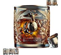 YDZYFFS 3D Tazze Colazione - Mug Divertenti, Bicchiere Da Whisky Da 300 Ml In Omaggio Ai Veterani, Bicchiere Da Vino Originale Splendidamente Inciso Da 10 Once, Regalo Per Veterani Dell'esercito(E)