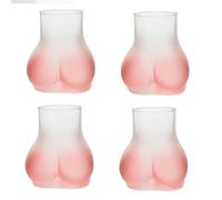 YDZYFFS 4PCS Tazze Colazione - 450ML Mug Divertenti, Bicchieri In Vetro A Forma Di Corpo 3D, Bicchieri Da Birra, Bicchieri Da Whisky, Bicchieri Trasparenti Divertenti Da Bere(Pink)