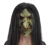 YDZYFFS Maschera In Lattice Di Halloween - 3D Maschera Da Strega Malvagia In Lattice Elasticizzato, Maschera Horror, Da Vecchia Signora, Con Capelli Neri Spaventosi E Fori Di Ventilazione