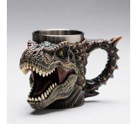 YDZYFFS Mug Divertenti - Tazze Colazione, Statue Di Tazze Da Caffè Con Dinosauri Novità Da 450 Ml, Sculture Di Boccali Da Birra Alieni Personalizzati 3D, Regali Decorativi Tazze Acciaio Inossidabile