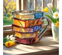 YDZYFFS Mug Divertenti - Tazze Colazione, Tazza A Forma Di Libro Dipinta, Tazzas Da Caffè Con Design Divertente, Tazzes Originali Per Amanti Dei Libri, Lettori E Scrittori(Orange)