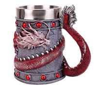 YDZYFFS Mug Divertenti - Tazze Colazione, Tazze Da Caffè 3D In Acciaio Inossidabile, Regali Vichinghi, Per Uomini, Boccali Da Birra, Per Papà, Marito, Bicchieri D'acqua, Tazza Da Tè(Red)