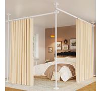 Yeabett Bastone per tenda divisorio senza trapano, regolabile 122-305 cm (altezza), 70-177 cm (larghezza), robusto acciaio inossidabile per separare qualsiasi stanza, bianco