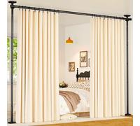 Yeabett Bastone separatore per stanze, sistema di separazione senza foratura, 122-305 cm (H) × 70-177 cm (l) regolabile, divisorio stabile in acciaio inox per ogni stanza, nero