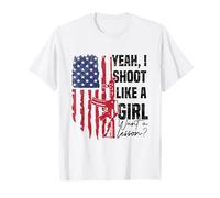 Yeah I Shoot Like A Girl Hunting Funny Hunter, bandiera degli Stati Uniti Maglietta