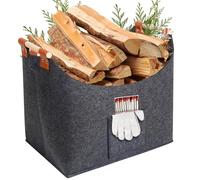 YeaHapiday Cesto in Legno per Legna da Ardere - Borsa Grande in Feltro Robusto 50L per Spesa, Giornali - 45 x 32 x 40 cm, Grigio Scuro