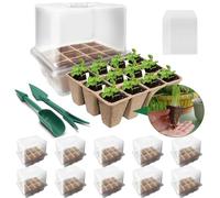 YeahBoom 10 Pezzi Vassoio per Piantine,Mini Serra per Piantine con Cupole Ventilate,120 Buco Vassi Biodegradabili,Scatola di Germinazione,Kit Propagazione Piantine per Piante la Semina di Che Crescono