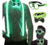 YeahBoom Bretelle luminose da uomo a LED e papillon, bretelle luminose a LED, per festival musicali, feste in costume di Halloween, feste rave, Natale, forniture per feste al neon luminose per
