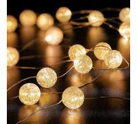 YeahBoom Catena luminosa con sfere di cristallo, 300 cm, 30 LED, catena luminosa per interni ed esterni, alimentata a batteria, per matrimoni, Natale, San Valentino, camera da letto, feste