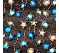 YeahBoom Catena luminosa di animali marini, 2M 20LED a tema vita marina, alimentata a batteria, con ippocampi, stelle marine, tartarughe e conchiglie, per la decorazione della camera dei bambini e per