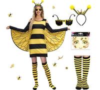 YeahBoom Costume da api da donna, Vestito Api Bambina con Cerchietto da Api et Ali, Costume di Api per Adulti, Vestiti Carnevale Bambina Ape per Halloween Carnevale Giochi di Ruolo