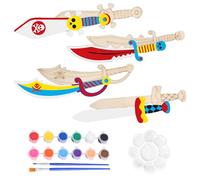 YeahBoom Kit Artigianale Spada Pirata 12 Pezzi, per Pittura e Decorazione in Legno, Attività Creativa per Bambini DIY