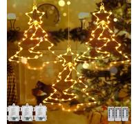 YeahBoom LEDs Luci Stelle di Natale,3 Pezzi 55 LED Luci a Stella per Interni a Batteria 8 Modalità Decorazioni per Alberi di Natale Impermeabili per Giardino Esterno Balcone Albero