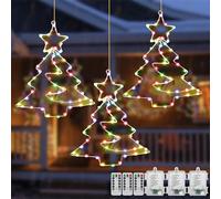 YeahBoom LEDs Luci Stelle di Natale,3 Pezzi 55 LED Luci a Stella per Interni a Batteria 8 Modalità Decorazioni per Alberi di Natale Impermeabili per Giardino Esterno Balcone Albero