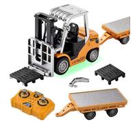 YeahBoom Mini RC Carrello Elevatore Giocattolo in Metallo, 1:64 Carrello Elevatore Telecomandato con App e Telecomando 2,4 GHz, giocattolo RC da cantiere con luci e suoni, ricaricabile tramite USB
