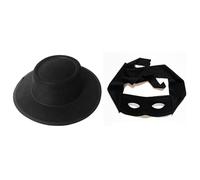 YEAHDOR Cappa Cappa E Maschera Maschera E Cappello Supereroe Adulti Set Accessori Per Halloween Per Gli Occhi Regolabile Cosplay 2 pezzi neri Taglia unica