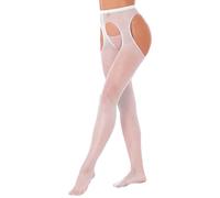 YEAHDOR Collant Donna Collant Fishnet a Rete Calza a Rete Diamante Calze Calzini Bretelle Calze per Reggicalze Underwear Bianco Taglia Unica