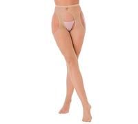 YEAHDOR Collant Donna Collant Fishnet a Rete Calza a Rete Diamante Calze Calzini Bretelle Calze per Reggicalze Underwear Nudo Taglia Unica