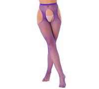 YEAHDOR Collant Donna Collant Fishnet a Rete Calza a Rete Diamante Calze Calzini Bretelle Calze per Reggicalze Underwear Viola Taglia Unica
