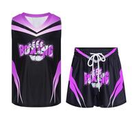 YEAHDOR Completo da Allenamento da Pugile Bambino e Ragazzo Canottiera Pugilato Canotta Smanicato Bodybuilding e Pantaloncini Shorts Abbigliamento Arti Marziali Viola 7-8 anni