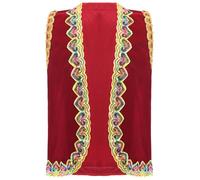 YEAHDOR Costume da Principe Arabo Gilet da Bambino Senza Maniche Vest Gilet da Genio Arabo Waistcoat Costume in Maschera per Feste a Tema Halloween Carnevale Rosso B 13-14 anni
