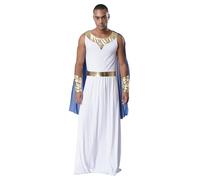 YEAHDOR Costume di Augusto e Romano Tunica per Feste Romane e Greche Vestito Lungo Elegante Costume Romano Imperatore Gladiatore Costumi di Carnevale Blu M