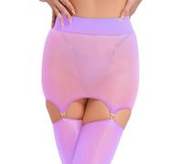 YEAHDOR Gonna Corta Donna Mini Gonna Trasparente con Clip in Metallo Giarrettiera Bodycon Minigonna Aderente Sottogonna Curvy Nightclub Pareo da Spiaggia Mare Viola Taglia Unica