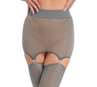 YEAHDOR Gonna Corta Donna Mini Gonna Trasparente con Clip in Metallo Giarrettiera Bodycon Minigonna Aderente Sottogonna Curvy Nightclub Pareo da Spiaggia Mare Grigio Taglia Unica