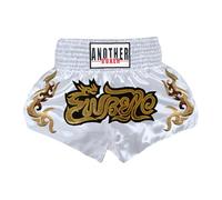 YEAHDOR Muay Thai Shorts - Pantaloncini da Boxe Bambini Pantaloncini per Allenamento MMA Combattimento in Gabbia e Arti Marziali Pantaloni Corti Sportivi Bianco 5-7 Anni