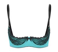 YEAHDOR Push up Reggiseno Sfoderato con Ferretto Donna Bra Brasiliana Mezza Coppa Bralette Lingerie Hot per Sesso Top per Club Discoteca Biancheria Intima Turchese M