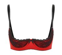 YEAHDOR Push up Reggiseno Sfoderato con Ferretto Donna Bra Brasiliana Mezza Coppa Bralette Lingerie Hot per Sesso Top per Club Discoteca Biancheria Intima Rosso 5XL