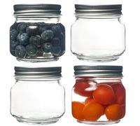 Yeahey Barattoli di vetro vuoti, barattoli di vetro per frutta in scatola, contenitori di vetro ermetici per la conservazione degli alimenti, contenitori per caffè in grani/marmellata (250ml*4pcs)
